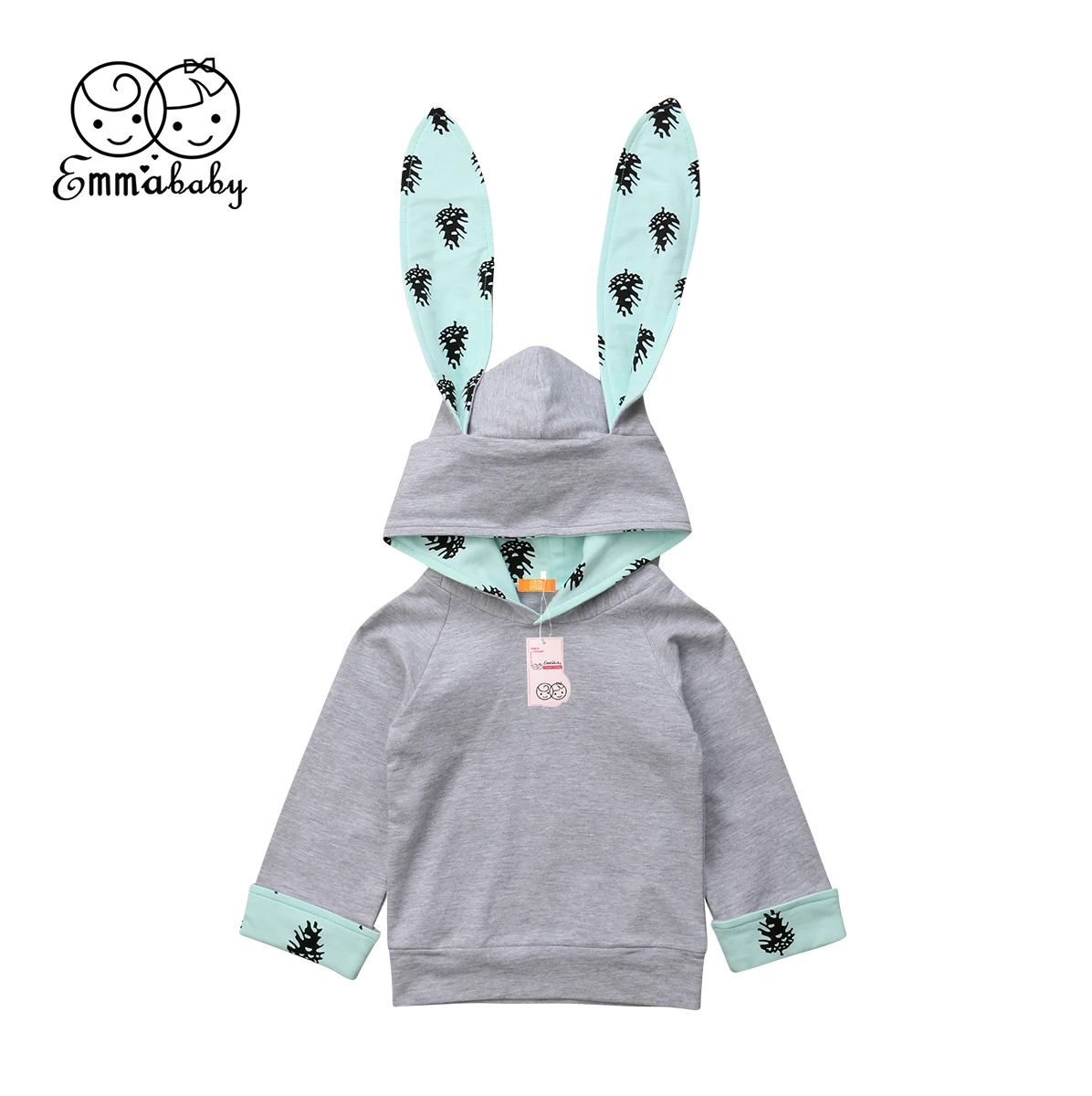 Зимняя куртка для маленьких мальчиков и девочек толстовки с капюшоном кроликом