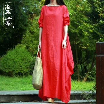 Natural Linen Maxi Dress Double Layer Slash Neck Long Sleeve Literary Long Dress Robe Longue Femme Ropa Mujer Original Design
Natural Linen Maxi Dress Double Layer Slash Neck Long Sleeve Literary Long Dress Robe Longue Femme Ropa Mujer Original Design