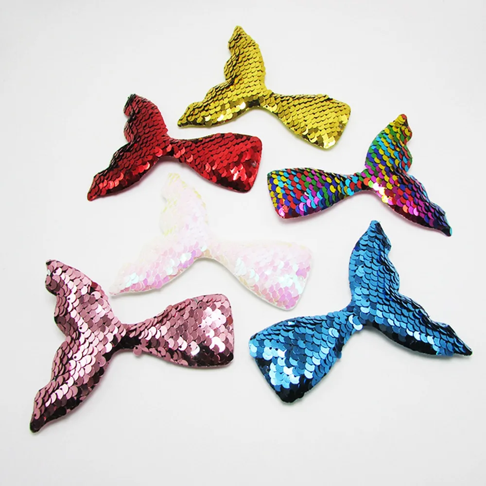 60pcs/lot Big Size Sewing Patch Shiny/Glittered Sequin Mermaid Tail Padded Appliques for Bows Cake Decoration Sea Theme
60pcs/lot Big Size Sewing Patch Shiny/Glittered Sequin Mermaid Tail Padded Appliques for Bows Cake Decoration Sea Theme