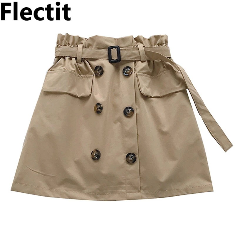 Flectit Women Paperbag Waist Double Button Skirt with Buckle Belt Fake Pocket Urban Chic hA-Line Skirt Female Work Wear
Flectit Women Paperbag Waist Double Button Skirt with Buckle Belt Fake Pocket Urban Chic hA-Line Skirt Female Work Wear