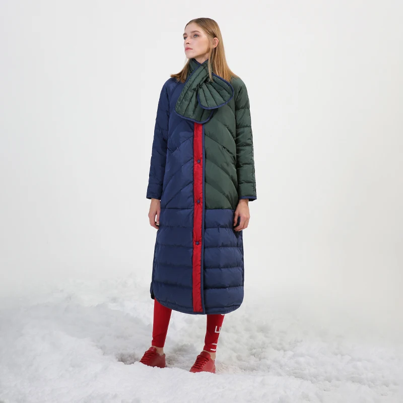 Original Design 2018 new arrival with scarf o neck long loose color patchwork winter coat women white duck down jacket
Original Design 2018 new arrival with scarf o neck long loose color patchwork winter coat women white duck down jacket