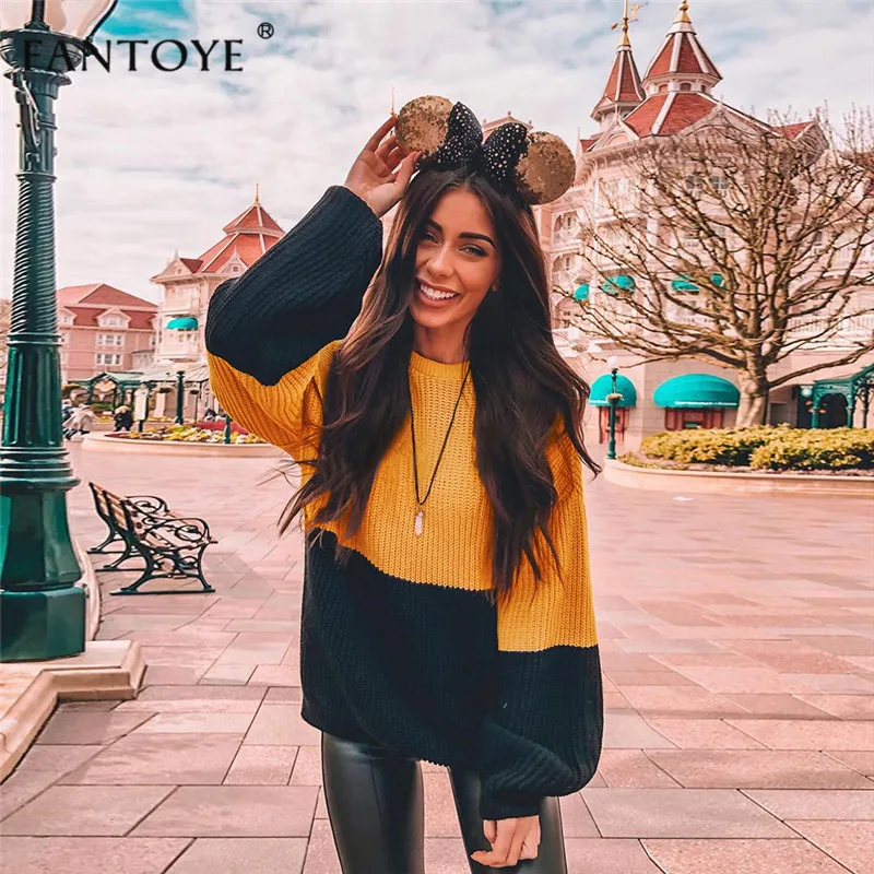 Fantoye 2019 Autumn New Women Sweater Casual Loose Patchwork Knitted Pullovers Winter Female Fashion Pull Jumpers Plus Size Tops
Fantoye 2019 Autumn New Women Sweater Casual Loose Patchwork Knitted Pullovers Winter Female Fashion Pull Jumpers Plus Size Tops