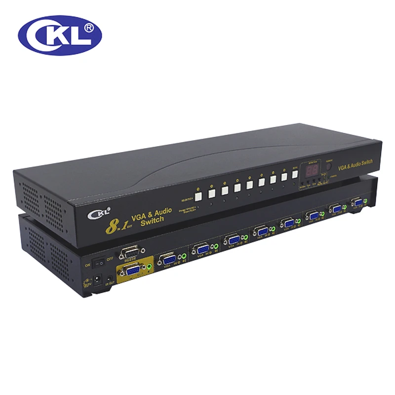 CKL-81S 8 Port Auto VGA Switch with Audio 8 in 1 out PC Monitor Switcher with IR Remote RS232 Control 2048*1536 450MHz
CKL-81S 8 Port Auto VGA Switch with Audio 8 in 1 out PC Monitor Switcher with IR Remote RS232 Control 2048*1536 450MHz