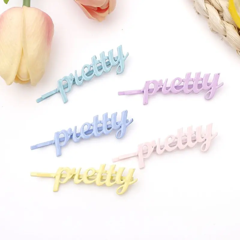 Minimalist Sweet Macaron Color Baking Paint Hairpin Women Girl Metal Alloy Handwriting Baby Letters Side Bangs Styling Hair Clip
Minimalist Sweet Macaron Color Baking Paint Hairpin Women Girl Metal Alloy Handwriting Baby Letters Side Bangs Styling Hair Clip