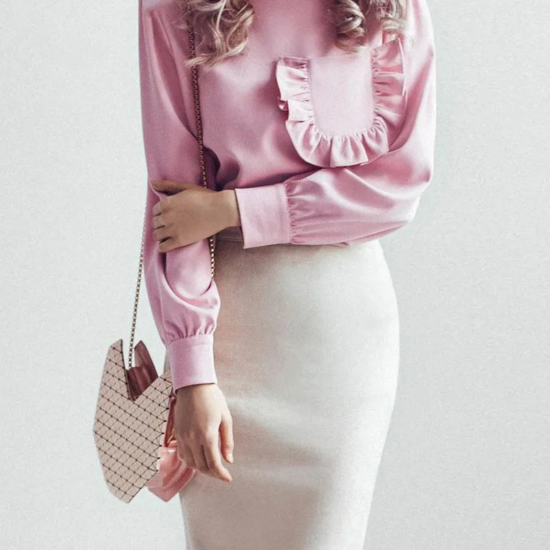 Women Pink Long Sleeve O Round Neck Casual Pullover Chiffon Shirt Lady Spring Summer Ruffle Patch Pocket Slim Short Tops Blouse
Women Pink Long Sleeve O Round Neck Casual Pullover Chiffon Shirt Lady Spring Summer Ruffle Patch Pocket Slim Short Tops Blouse