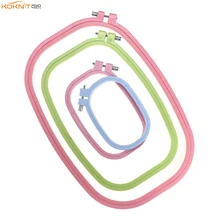 KOKNIT Color caramelo DIY bordado aro Cruz puntada artesanía herramienta de mano de forma cuadrada marco de plástico accesorios de costura DIY herramientas(China)