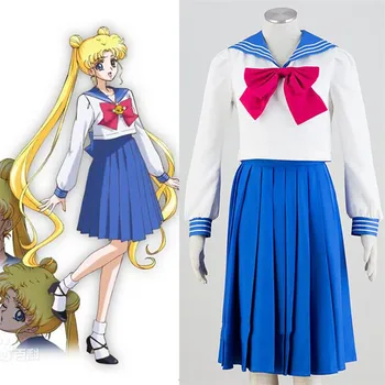 Sailor Moon Cosplay Navy Sailor School Uniform Performance Costumes Kawaii Halloween Cosplay costume woman dress and long hair 
Sailor Moon Cosplay Navy Sailor School Uniform Performance Costumes Kawaii Halloween Cosplay costume woman dress and long hair