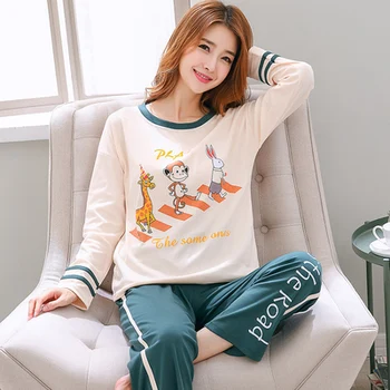 Pajamas women fall cotton long-sleeved thin section spring and autumn version worn outside cute fresh student home service suit
Pajamas women fall cotton long-sleeved thin section spring and autumn version worn outside cute fresh student home service suit