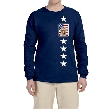 Carolines Treasures SC9643-LS-NAVY-L Golden Doodle 2 With American Flag USA Long Sleeve Blue Unisex Tshirt - Large (1)