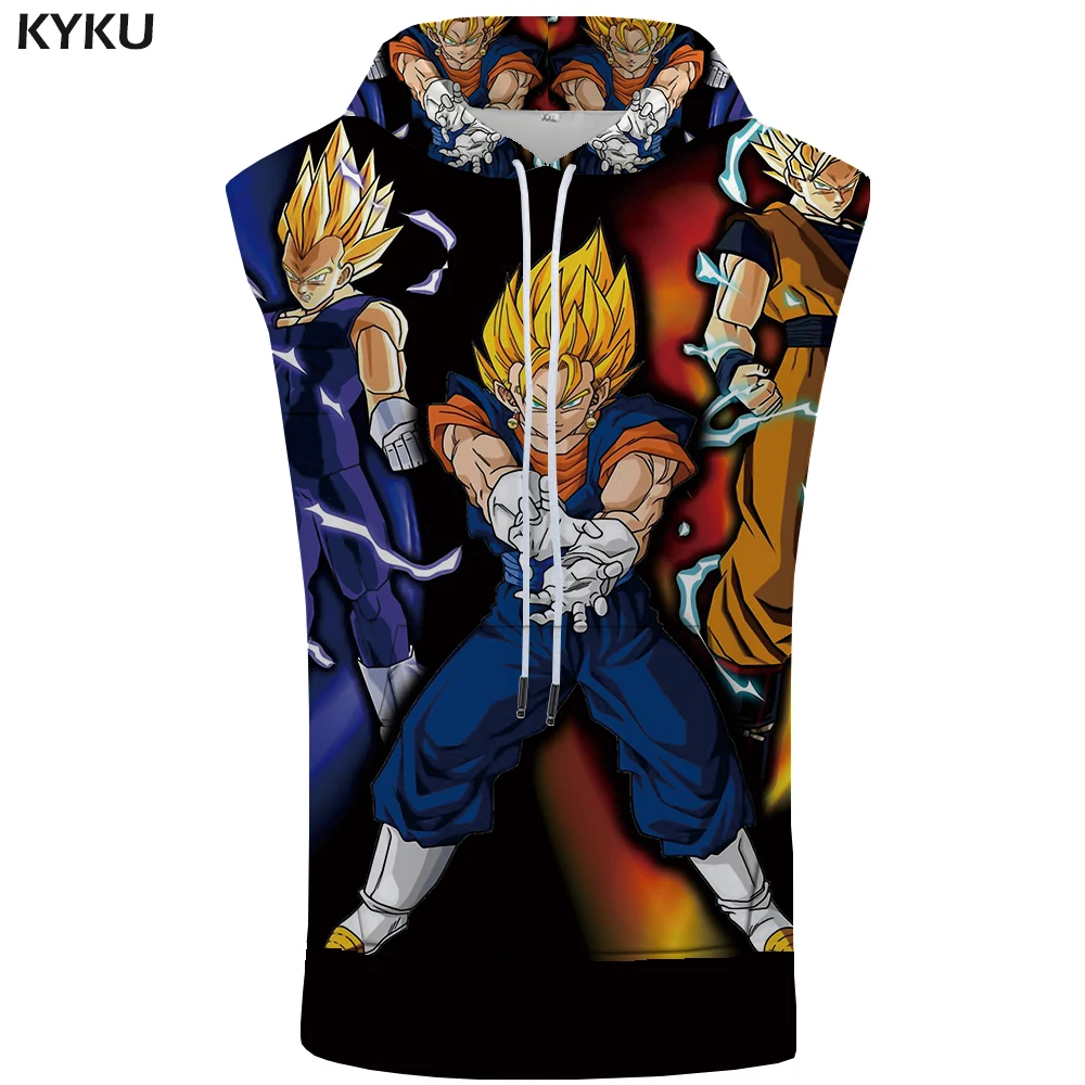 

KYKU Dragon Ball Sleeveless Hoodie Goku Coat Lightning Stringer Revenge Shirts 3D Singlets Bodybuilding Mens Clothing 2018