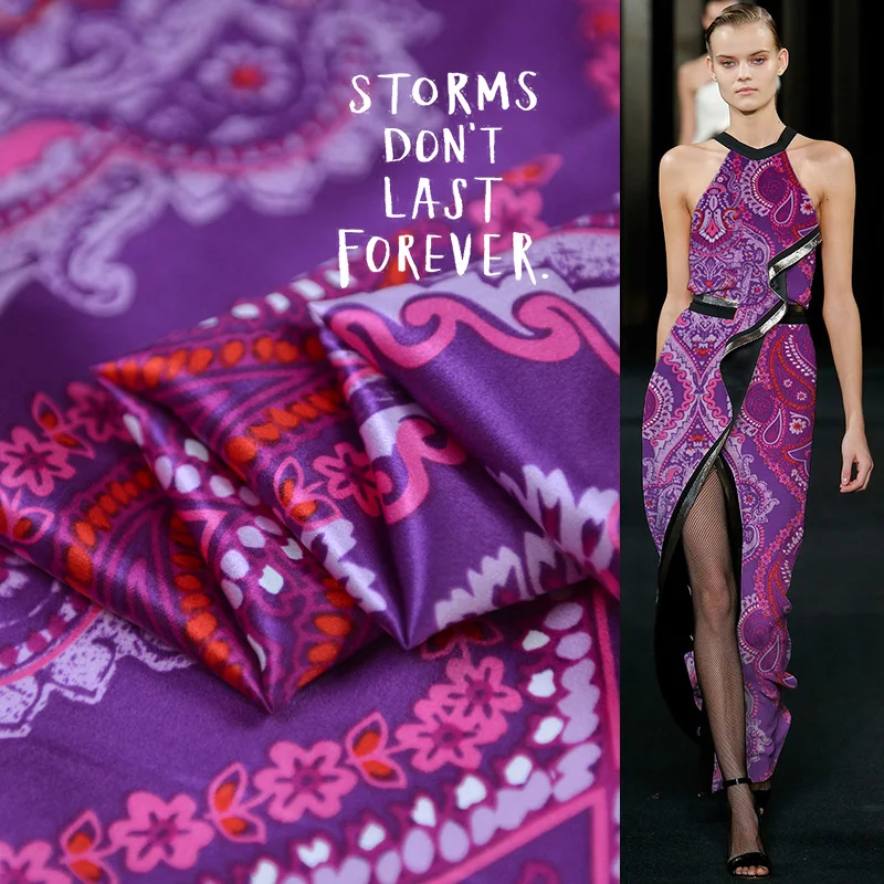 19 Summer New 114cm wide 21 Momme 100% Silk crepe satin plain Fabric Women Dress Graffiti Printed Cloth DIY Sewing Free Shipping | Дом и сад