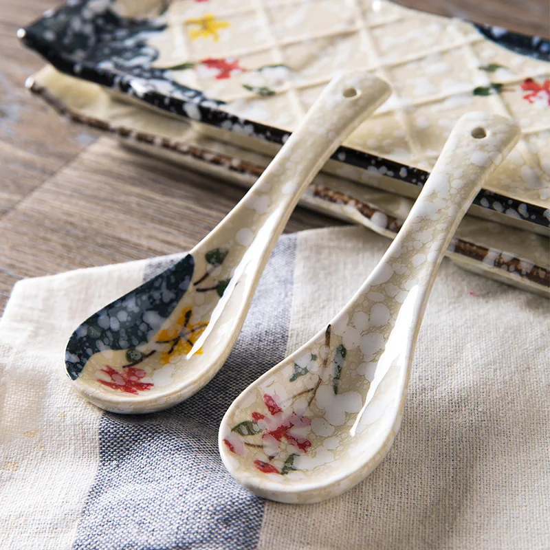 

1pc Japanese-style Ceramic Spoon Children's Rice Spoon Kitchen Tableware Stir Spoon Soup Spoon