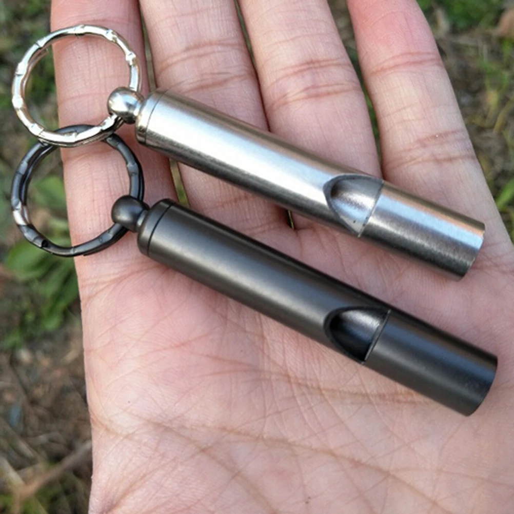 1Pc Stainless Steel Mini Whistle Keyring Keychain For Outdoor Emergency Survival Safety Sport Camping Hunting Random Color