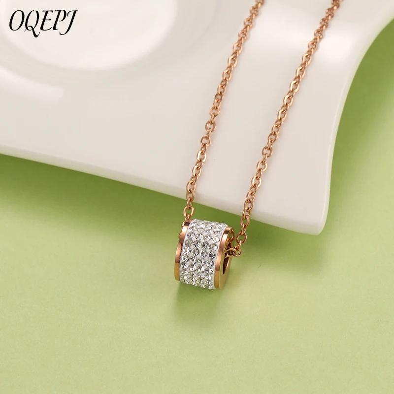 OQEPJ Fashion Elegant Crystal Round Necklaces Pendant Stainless Steel Rosegold Silver Color Love Cylinder Jewelry Never Fade
OQEPJ Fashion Elegant Crystal Round Necklaces Pendant Stainless Steel Rosegold Silver Color Love Cylinder Jewelry Never Fade