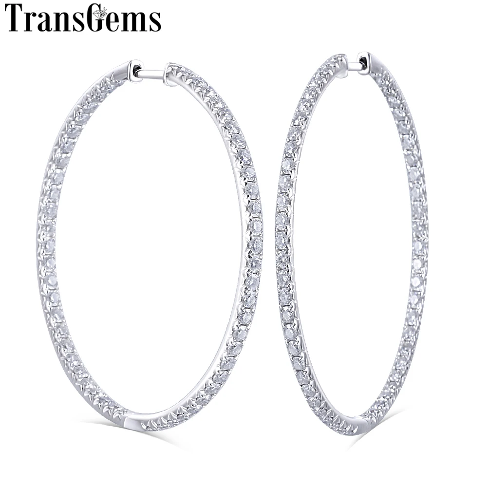Transgems Big Size Round Brilliant 14K White Gold Moissanite Hoop Earrings 44MM Diameter with 1.2MM Moissanite for Women Wedding
Transgems Big Size Round Brilliant 14K White Gold Moissanite Hoop Earrings 44MM Diameter with 1.2MM Moissanite for Women Wedding