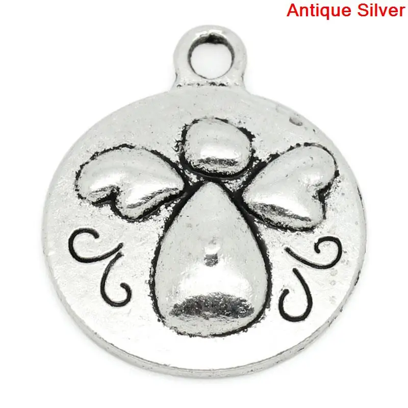 Zinc metal alloy Charm Pendants Round Antique Silver Angel Pattern 21mm( 7/8") x 18mm( 6/8"), 7 PCs
Zinc metal alloy Charm Pendants Round Antique Silver Angel Pattern 21mm( 7/8") x 18mm( 6/8"), 7 PCs