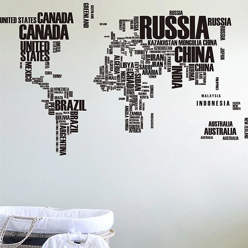 Art Wall Sticker World Map Country Name for Living Room Decoration Wallpaper Stickers Bedroom Home Wall Decor Accessories Murals
Art Wall Sticker World Map Country Name for Living Room Decoration Wallpaper Stickers Bedroom Home Wall Decor Accessories Murals