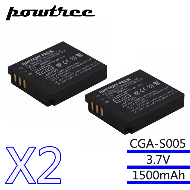 

2Pcs CGA-S005E S005 DMW-BCC12 D-LI106 DLI106 Batteries for Panasonic DMC FX100 FX10 FX50 LX3 LX2 FX9 FX8 FX180 FX12 Pentax MX-1