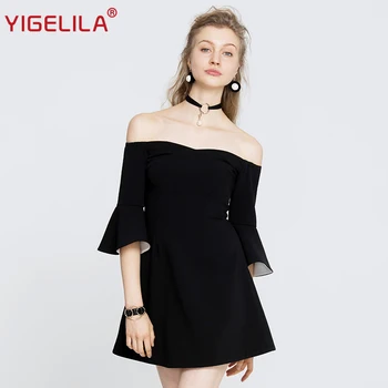 YIGELILA 2019 Women Black Off Shoulder Dress Fashion Sexy Slash Neck Flare Sleeve Solid Empire Mini A-line Dress Vestidos 63257
YIGELILA 2019 Women Black Off Shoulder Dress Fashion Sexy Slash Neck Flare Sleeve Solid Empire Mini A-line Dress Vestidos 63257