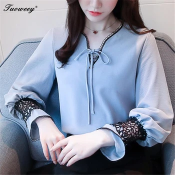 Women Long Flare Sleeve sexy Solid Colours lace Ladies Tops Clothing Shirts Blouse patchwork Frenulum Ladies Chiffon Blouses
Women Long Flare Sleeve sexy Solid Colours lace Ladies Tops Clothing Shirts Blouse patchwork Frenulum Ladies Chiffon Blouses