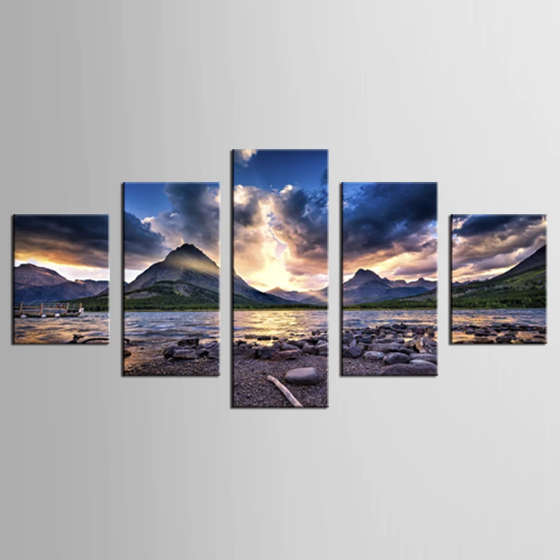 Фото 5 Piece Large Diamond Beauty of the Mountain Painting Modern Home Wall Decor Canvas picture Art HD Print Painting/NEW-XYS(113) | Дом и сад