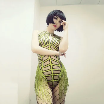 Sexy Elastic Fringe Leotard Nude Spandex One Piece Rhinestones Costume Stage Performance Dance Wear Singer Pole dancing Bodysuit
Sexy Elastic Fringe Leotard Nude Spandex One Piece Rhinestones Costume Stage Performance Dance Wear Singer Pole dancing Bodysuit