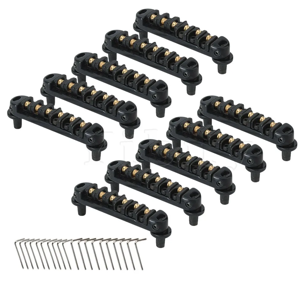 Yibuy 10 x Black Tune-O-Matic Roller Saddle Electric Guitar Bridge w/Posts & Spanner
Yibuy 10 x Black Tune-O-Matic Roller Saddle Electric Guitar Bridge w/Posts & Spanner
