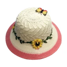 Летняя детская шапка мода соломы Цветок Кепки для девочек Дети