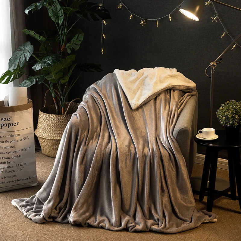Grey Reversible Double layer use warm thick Sherpa blanket/Throw All Season for bed and sofa, Multi-function use as duvet cover
Grey Reversible Double layer use warm thick Sherpa blanket/Throw All Season for bed and sofa, Multi-function use as duvet cover