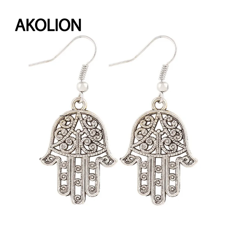 Hot Fashion Ancient Silver Pierced Fatima hamsa Hand Hook Earrings Dangle Drop Brincos For Women Fine Jewelry Bohemian Jewelry
Hot Fashion Ancient Silver Pierced Fatima hamsa Hand Hook Earrings Dangle Drop Brincos For Women Fine Jewelry Bohemian Jewelry