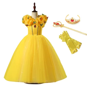 Girls Belle Princess Dress Children Cosplay Beauty and the Beast Costume Roll Neck Ball Gown Kids Halloween Birthday Party Dress 
Girls Belle Princess Dress Children Cosplay Beauty and the Beast Costume Roll Neck Ball Gown Kids Halloween Birthday Party Dress