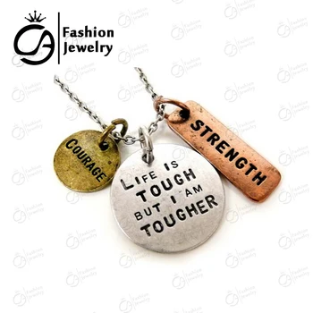 Tri-Tone Courage,Strength,Life is Tough I am a Tougher Inspirational Pendant Necklace Gift 20Pcs/lot #LN1075
Tri-Tone Courage,Strength,Life is Tough I am a Tougher Inspirational Pendant Necklace Gift 20Pcs/lot #LN1075