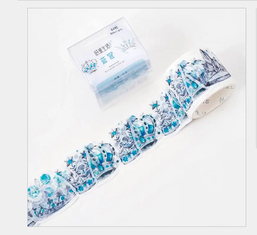 64Pcs/Roll Vintage Blue crown jewel stones washi tape DIY planner diary scrapbooking masking tape escolar
64Pcs/Roll Vintage Blue crown jewel stones washi tape DIY planner diary scrapbooking masking tape escolar