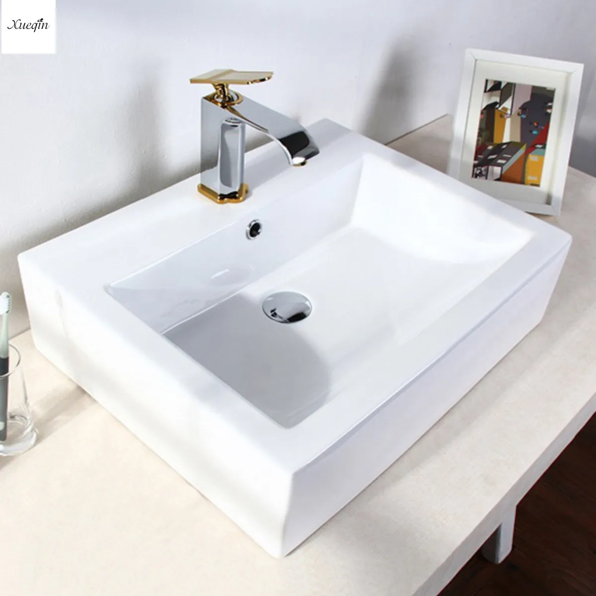 Bathroom Porcelain Ceramic Vessel Sink White Square Basin Bowl 410x410x150mm Modern Rectanglar Artistic Wash Basin
Bathroom Porcelain Ceramic Vessel Sink White Square Basin Bowl 410x410x150mm Modern Rectanglar Artistic Wash Basin