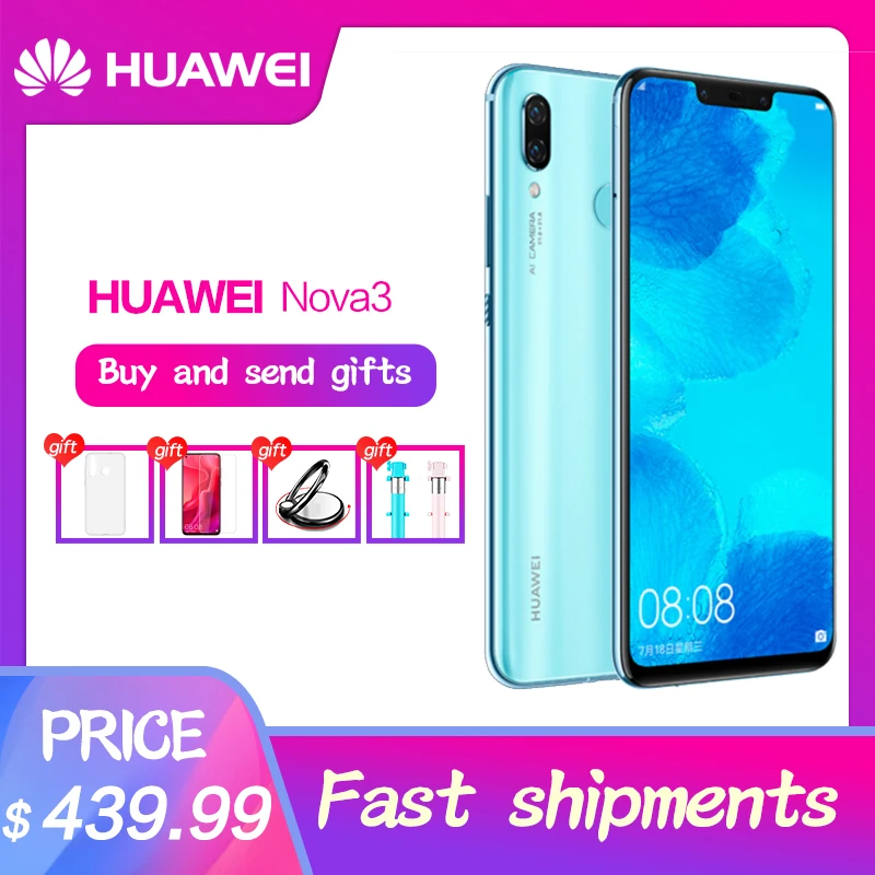Global Version optional Huawei nova 3 nova3 6GB RAM Mobile Phone Kirin 970 Qcta-core Dual Front Back Camera 24.0MP+2.0MP
Global Version optional Huawei nova 3 nova3 6GB RAM Mobile Phone Kirin 970 Qcta-core Dual Front Back Camera 24.0MP+2.0MP