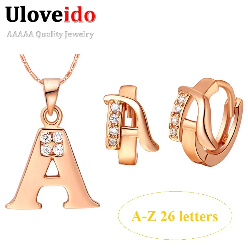 26 Letter A To Z Pendant Necklace And Earrigs Sets Of Rose Gold Plated Crystal Jewelry Set Gift Ornamentation Joias Ulove T324
26 Letter A To Z Pendant Necklace And Earrigs Sets Of Rose Gold Plated Crystal Jewelry Set Gift Ornamentation Joias Ulove T324