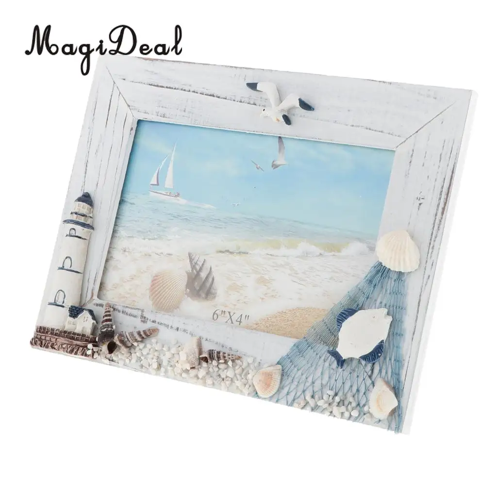 Chic Wooden Photo Picture Frame Family Wedding Photo Holder for Home Wedding Beach Hut Cottage Decoration