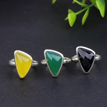 New S925 Silver Retro Fashion Cut Blue Green natural stone Triangle Opening Female Ring
New S925 Silver Retro Fashion Cut Blue Green natural stone Triangle Opening Female Ring