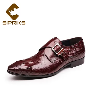 Sipriks Mens Single Monk Strap Shoes Genuine Leather Burgundy Dress Shoes With Buckle Strap Italian Mens Business Office Shoes
Sipriks Mens Single Monk Strap Shoes Genuine Leather Burgundy Dress Shoes With Buckle Strap Italian Mens Business Office Shoes