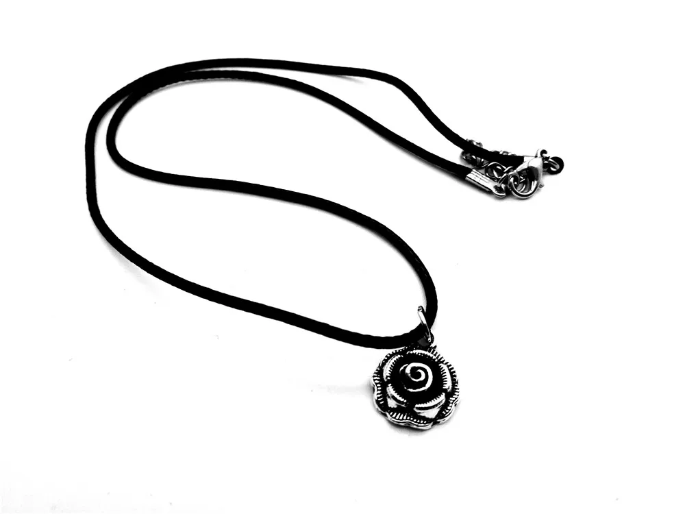 Простой черный цветок розы ожерелье с лепестками кулон красота и чудовище