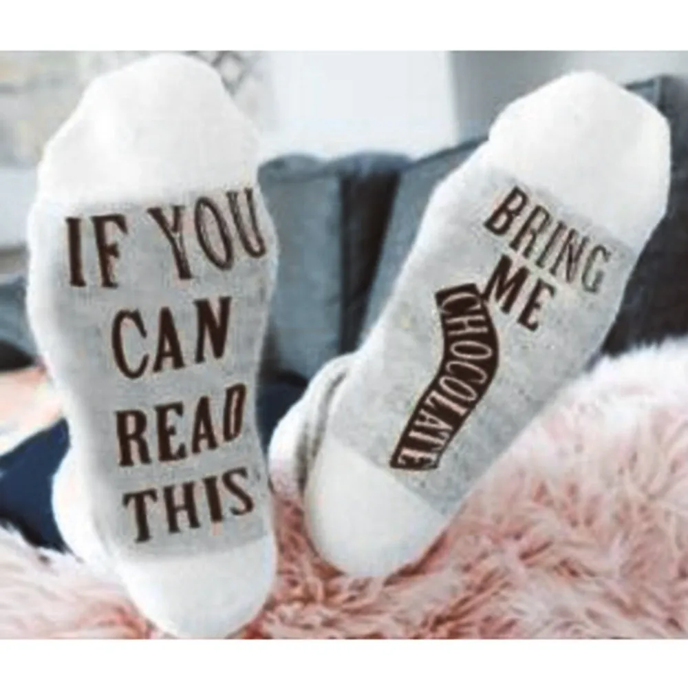 Women warming Socks White Mesh Letter Print Short Bring Me Chocolate Funny Socks Meias das senhoras Y502
Women warming Socks White Mesh Letter Print Short Bring Me Chocolate Funny Socks Meias das senhoras Y502