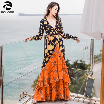 2020 Bohemian Flower Print Spring Dress Vestidos Women Long Sleeve V-Neck Cross Ruffles Fishtail Long Dress Boho Maxi Dress
2020 Bohemian Flower Print Spring Dress Vestidos Women Long Sleeve V-Neck Cross Ruffles Fishtail Long Dress Boho Maxi Dress