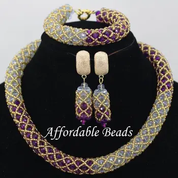 Hot! Splendid Champagne African Ladies Jewelry Set Fashional Purple/Clear White Crystal Nigerian Necklace Jewelry Sets NCD122
Hot! Splendid Champagne African Ladies Jewelry Set Fashional Purple/Clear White Crystal Nigerian Necklace Jewelry Sets NCD122