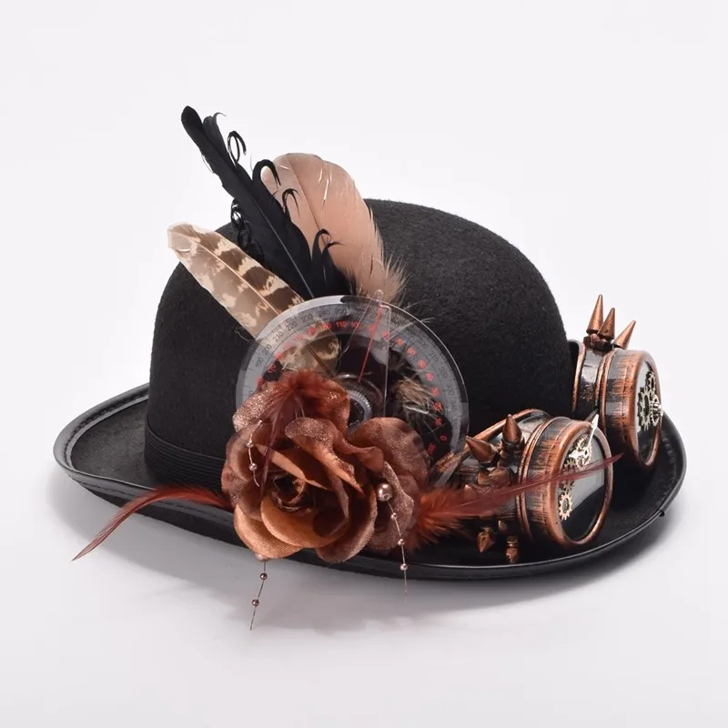 Cosplay&ware Steampunk Hat Bowler Feathers Gear Glasses Gothic Victorian Cosplay Fedora Top Heawear 13 Cosplay&ware Steampunk Hat Bowler Feathers Gear Glasses Gothic Victorian Cosplay Fedora Top Heawear -Zentai shop online