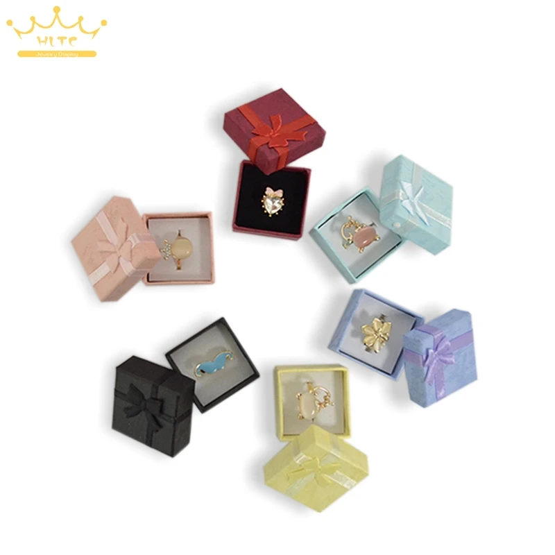 Image Wholesale 24pcs Assorted Colors Jewelry Display Box Ring Box Earrings 4*4*3cm Packaging Gift Box Free Shipping