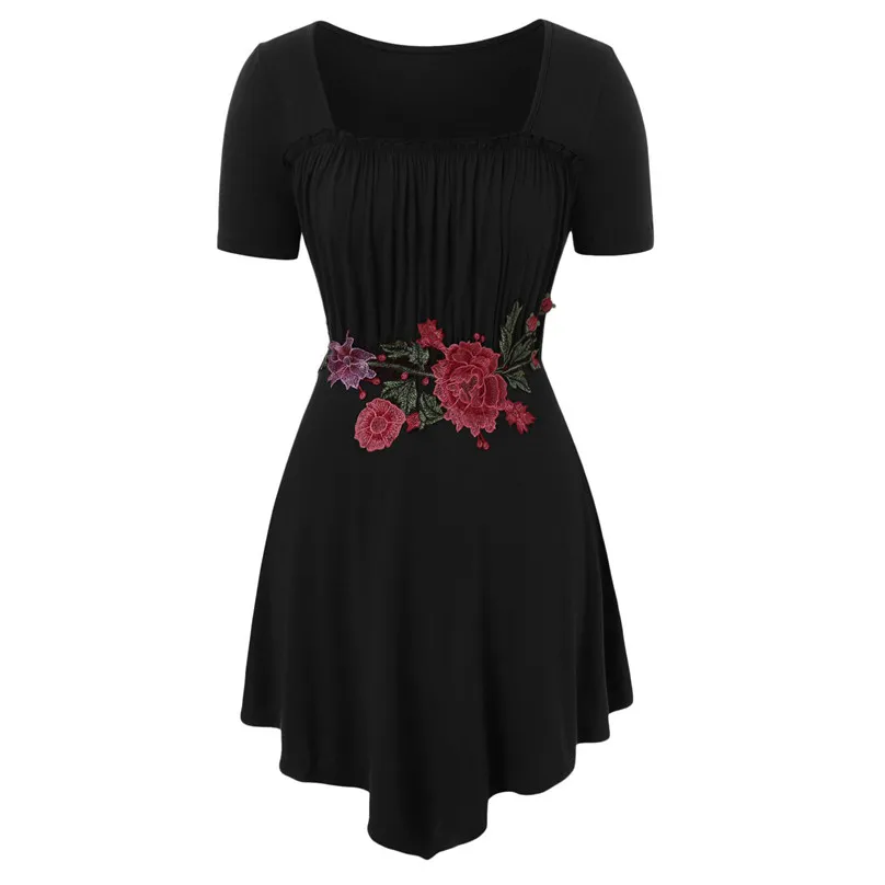 Long Embroidery Women Blouse Casual Applique Solid Round Neck Summer Short Sleeve Plus Size Ladies Tops blusas para mujer 4EM
Long Embroidery Women Blouse Casual Applique Solid Round Neck Summer Short Sleeve Plus Size Ladies Tops blusas para mujer 4EM