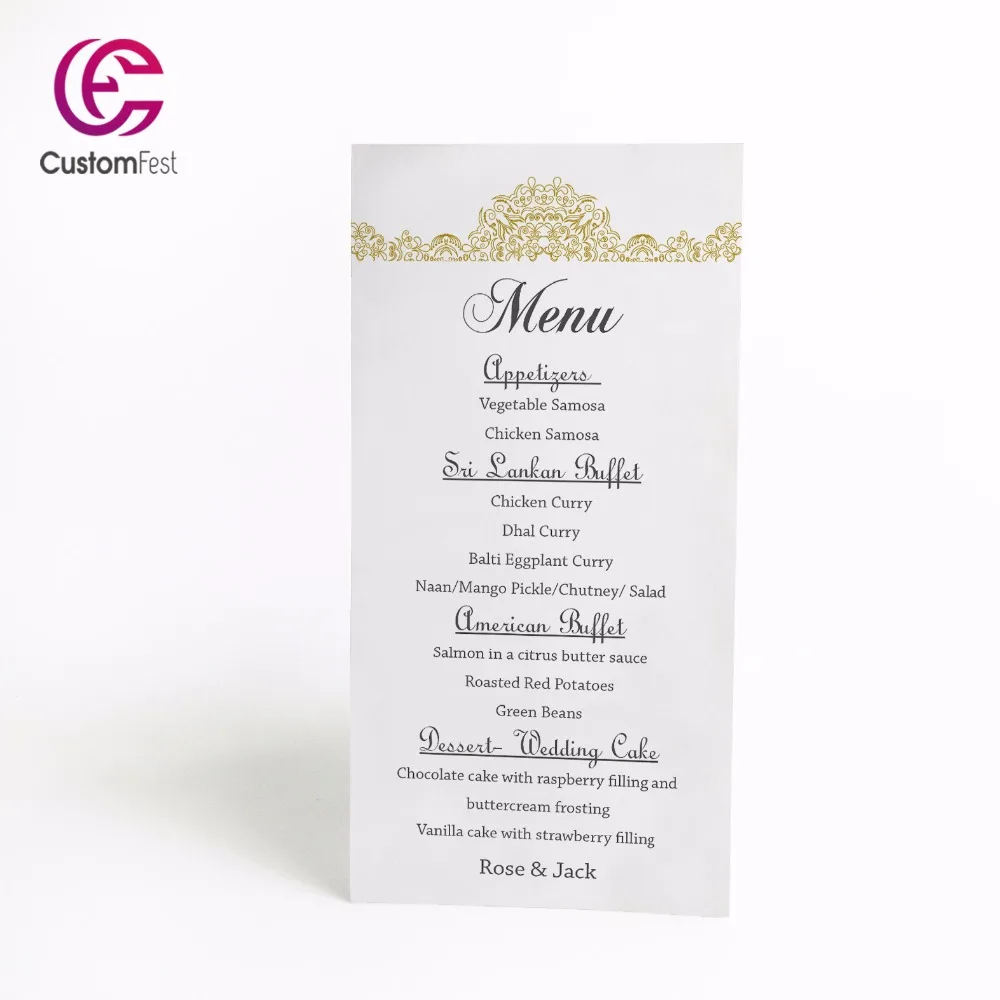 50pcs/lot Personalized menu Gold decorated menu whole set available MU005
50pcs/lot Personalized menu Gold decorated menu whole set available MU005