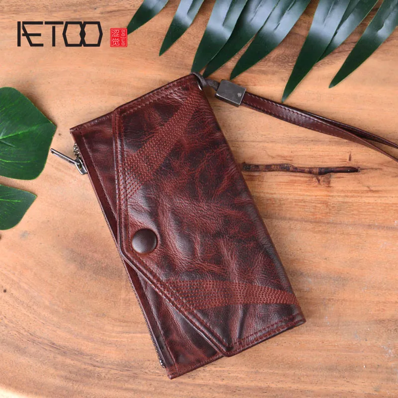 AETOO Handmade long retro men's leather wallet original first layer leather vegetable tanned hand strap buckle men and women
AETOO Handmade long retro men's leather wallet original first layer leather vegetable tanned hand strap buckle men and women