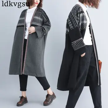 2020 Oversize Women Spring Autumn Coats V-Neck Batwing Sleeve Prints Patchwork Long Loose Cardigan Woolen Jacket Overcoat V64
2020 Oversize Women Spring Autumn Coats V-Neck Batwing Sleeve Prints Patchwork Long Loose Cardigan Woolen Jacket Overcoat V64