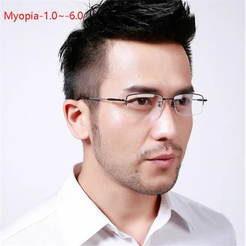 Half Frame Square Myopia Glasses With Degree Ultralight Metal Business Men Nearsighted Spectacle Diopter -100 -150 -200 To -600
Half Frame Square Myopia Glasses With Degree Ultralight Metal Business Men Nearsighted Spectacle Diopter -100 -150 -200 To -600